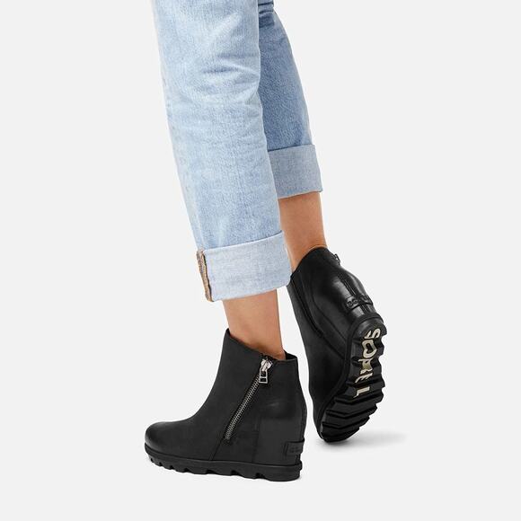 Sorel Joan Of Arctic Wedge II Chelsea Ankle Boots Black NL3022-010 Womens 10 - Picture 1 of 8